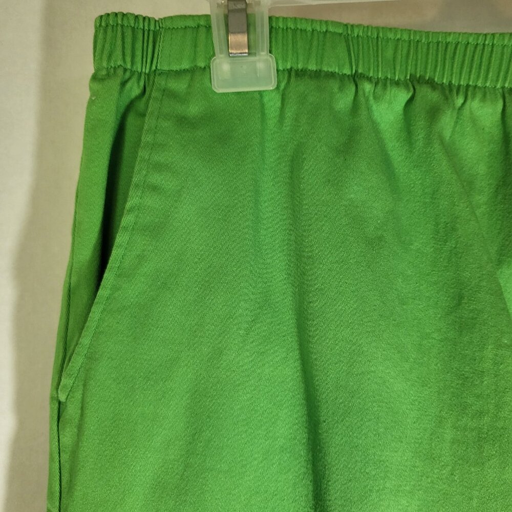 d&co Denim & Company Pull On Capris w/Lattice Cuff Size Large Green - Picture 2 of 8